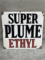 Original SUPER PLUME ETHYL Enamel Sign - 305 x
