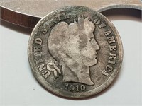 OF) 1910 silver Barber dime