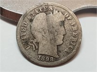 OF) 1898 silver Barber dime