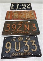 1936/38/38/39  Ontario plates