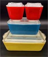 Vtg Pyrex Primary Colors Refrigerator Dishes W