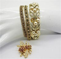Vintage Bracelets & Bee Brooch