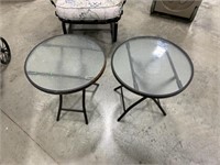 Folding glass top tables 18in diameter 19in tall