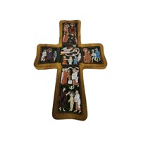 Crucifix - Wood gold leaf enameled