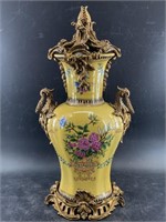 Porcelain and brass urn with a stunning crackle fi