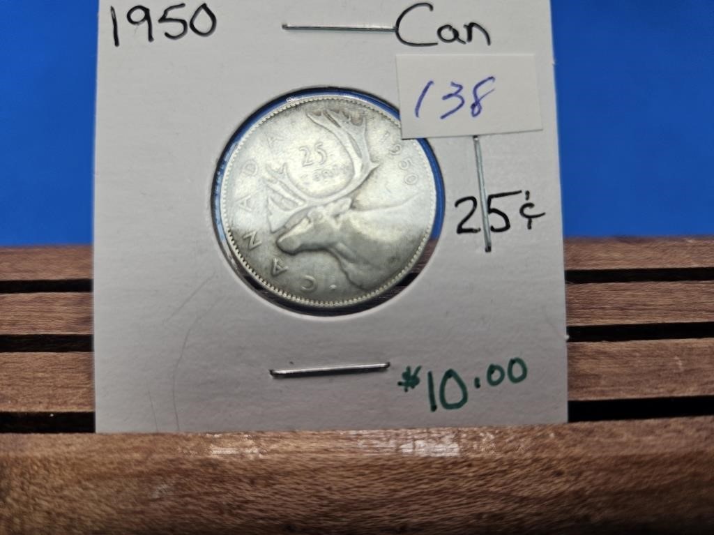 1-1950 SILVER 25 CENT COIN