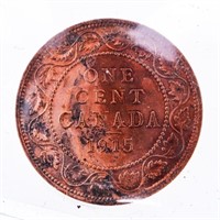 Canada 1915 Large One Cent MS 60 ICCS Cleaned