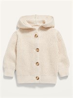 Hooded Button-Front Textured-Knit Cardigan for Bab