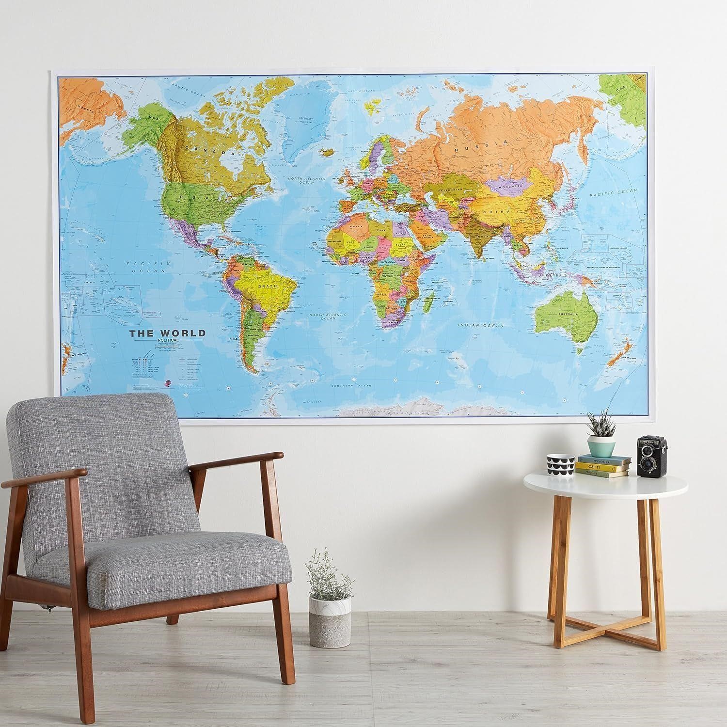 World Map - Mega-Map 46x80 Full Lamination