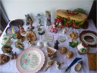 Box of ornaments, figurines, religious items