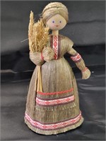 VTG Russian Wooden Head & Straw Doll