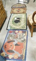 Lot # 3636 - (4) Hand knotted hook rugs
