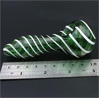 GREEN GLASS HAND MADE TABACCO PIPE