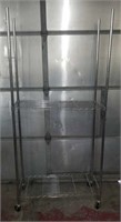 Metal Wire Shelving Unit on Casters w/Two Shelves