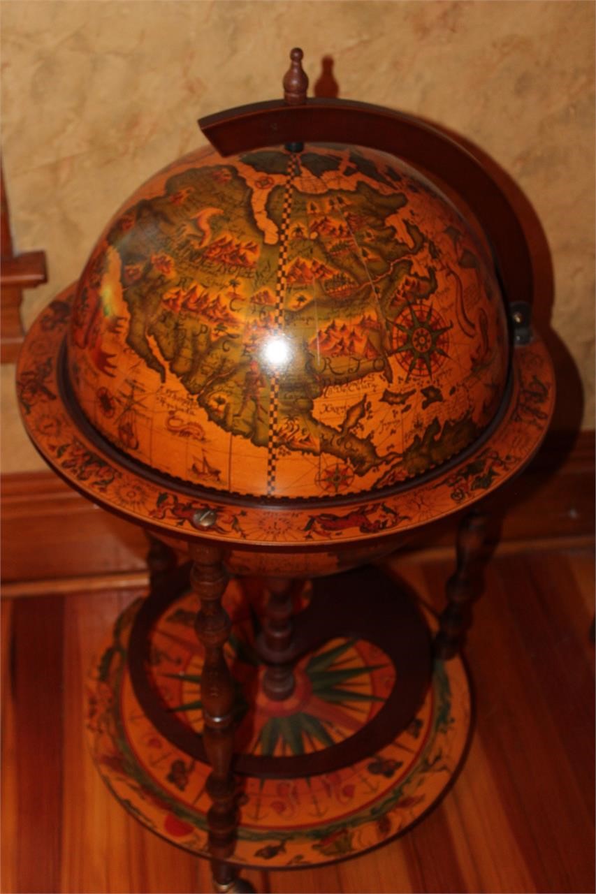 16th Century Italian Replica Old World Globe Bar