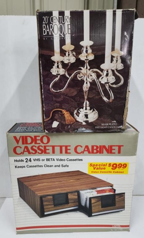 (AM) Candleabra & Video Cassette Cabinet
