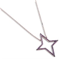 Sterling Silver Ruby Star Pendant Necklace