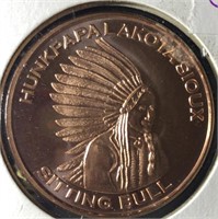 Copper Round Sitting Bull
