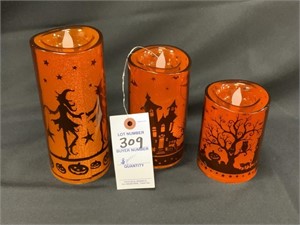 3 Flickering Halloween LED candles