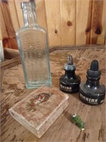 Medicine Bottle, Higgins Ink, Stone Book & More