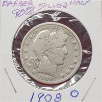 1908-O Silver Barber Half Dollar