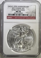 2011 25th ANNIVERSARY SILVER EAGLE, NGC MS-70