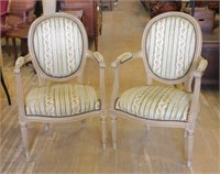 Louis XVI Style Ceruse Wood Armchairs.
