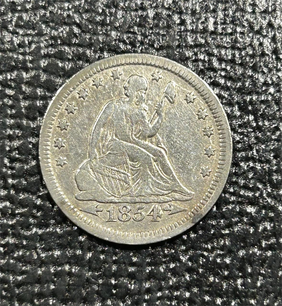 1854 US Seated Liberty Quarter w/ Arrows