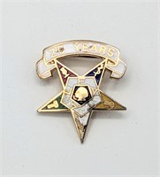14k Gold & Enamel Masonic 25 Year Lapel Pin