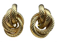 14k Hollow Rope Knot Omega Post Earrings