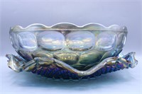 Pair Eye-Popping Iridescent Carnival Glass Bowls