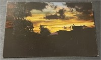 Vintage Sunset On Johnston Island Postcard RPPC