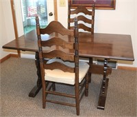 Vintage Dining Table + (2) Highback Chairs Set
