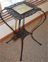 Wrought Iron & Tile under Glass Fern Stand 28.5"T