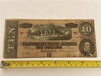 1864 $10 confederate bill