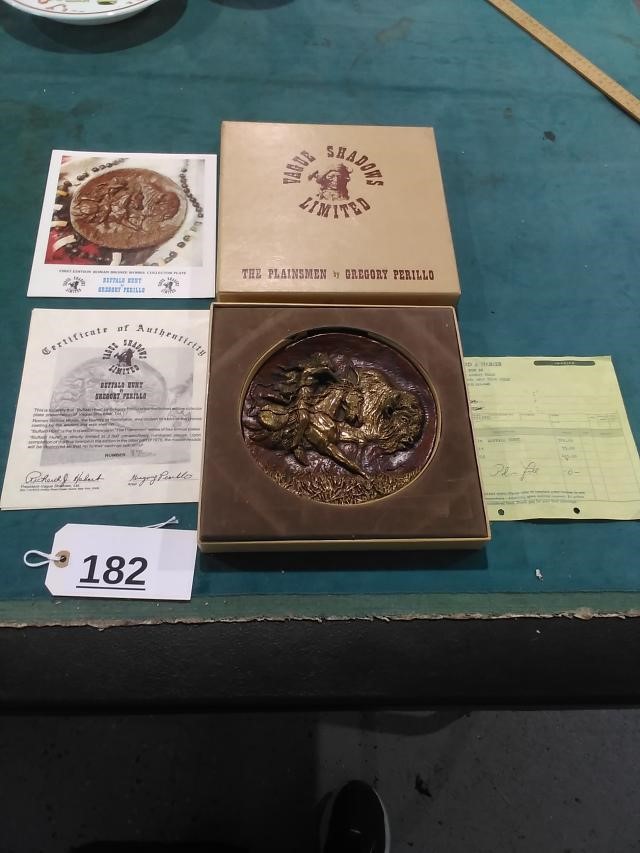 Perillo Buffalo Hunt Bronze Collector Plate