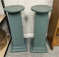 Two Wood Plant Pedestals