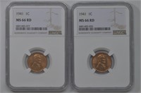 2- Lincoln Head Cents Graded (1941, 1941)