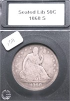 1868 S SEATED HALF DOLLAR VG