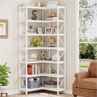7-Shelf Large Industrial Corner Bookshelf