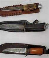 3 knives with sheaths kinfolks, Western
