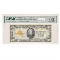 FR. 2400 1928 $20 GOLD CERTIFICATE PMG UNC-63