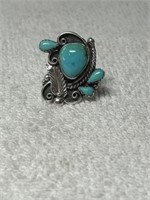 STERLING SILVER NATIVE AMERICAN TURQUOISE RING