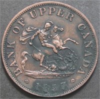 Canada PC-5D Bank of Upper Canada 1857 ½ Penny Tok