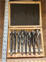 Specialty drill bits in wooden box