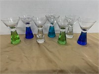 7 COLORED GLASS SHOT GLASSES