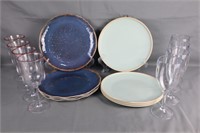 Outdoor melamine plates &clear plastic glasses