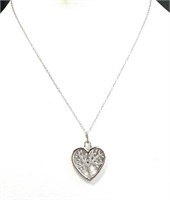 925 Silver .10 Ct Diamond Tree Of Life Necklace