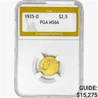 1925-D $2.50 Gold Quarter Eagle PGA MS66