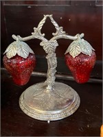 Vintage glass hanging strawberry S & P shakers